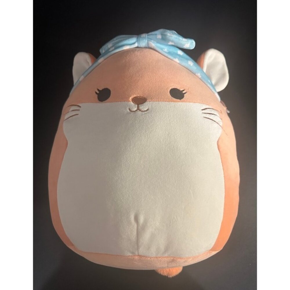 NWT Squishmallows‎ 12” Inch Erica the Orange Chinchilla w Blue Flower Headband